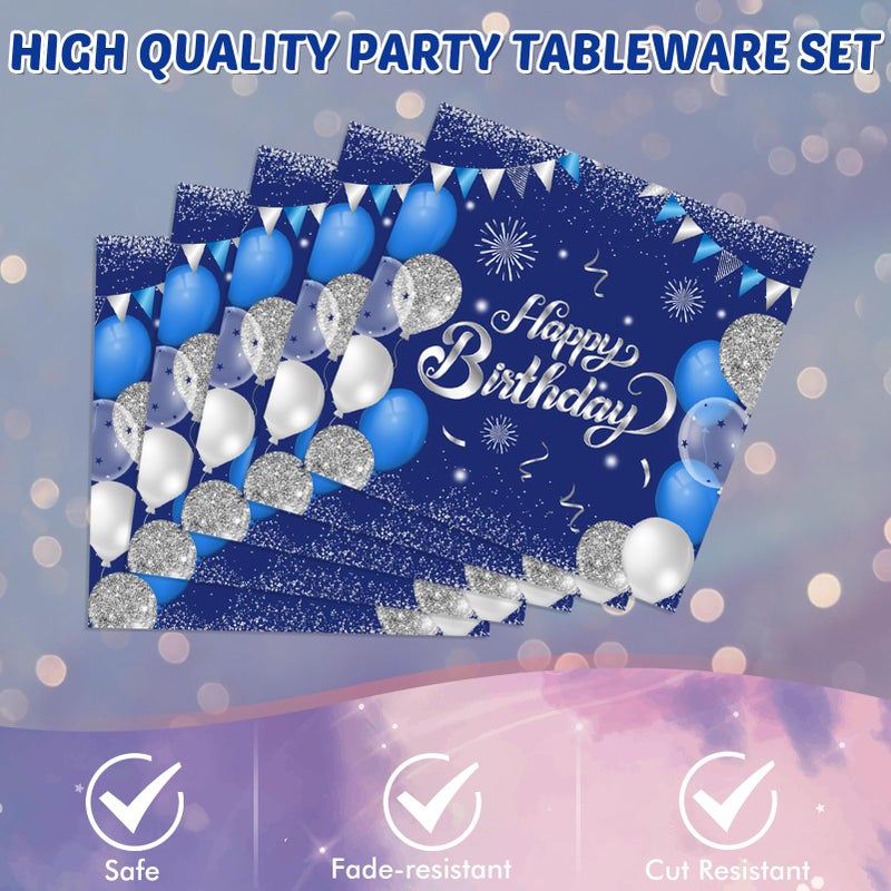 SNIMICS Blue 18th Birthday Decorations for Boys Girls Navy Blue Silver Happy 18th Birthday Napkins Tablecloth Plates for 18th Birthday Anniversary Party Supplies 18 Year Old Party Decorations - Image 5
