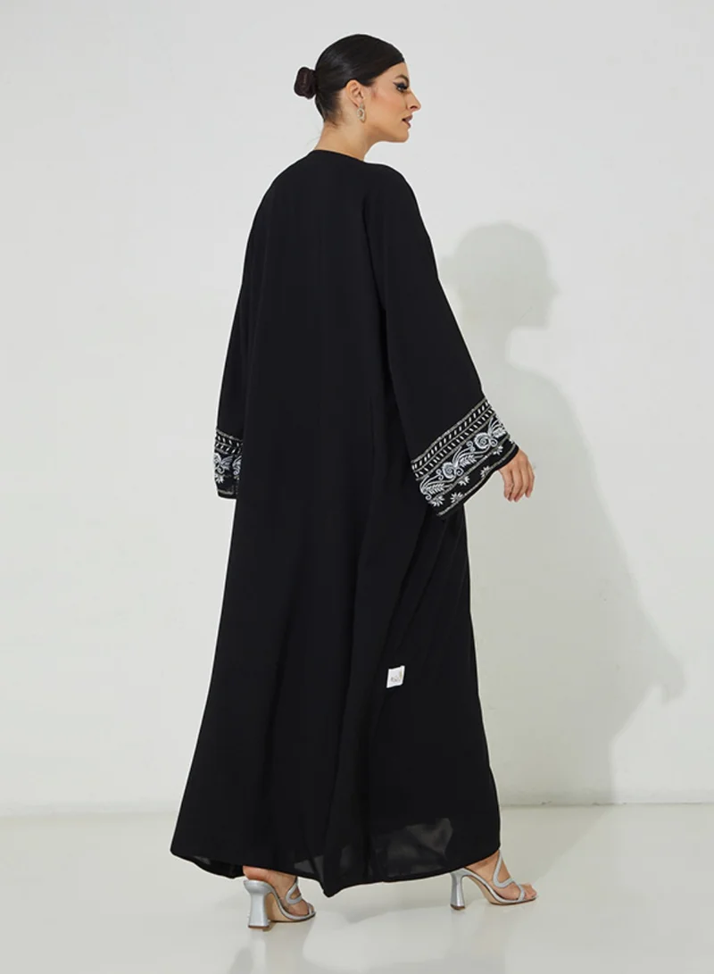 Rosette Abaya Abaya Wide Pearl Sleeve