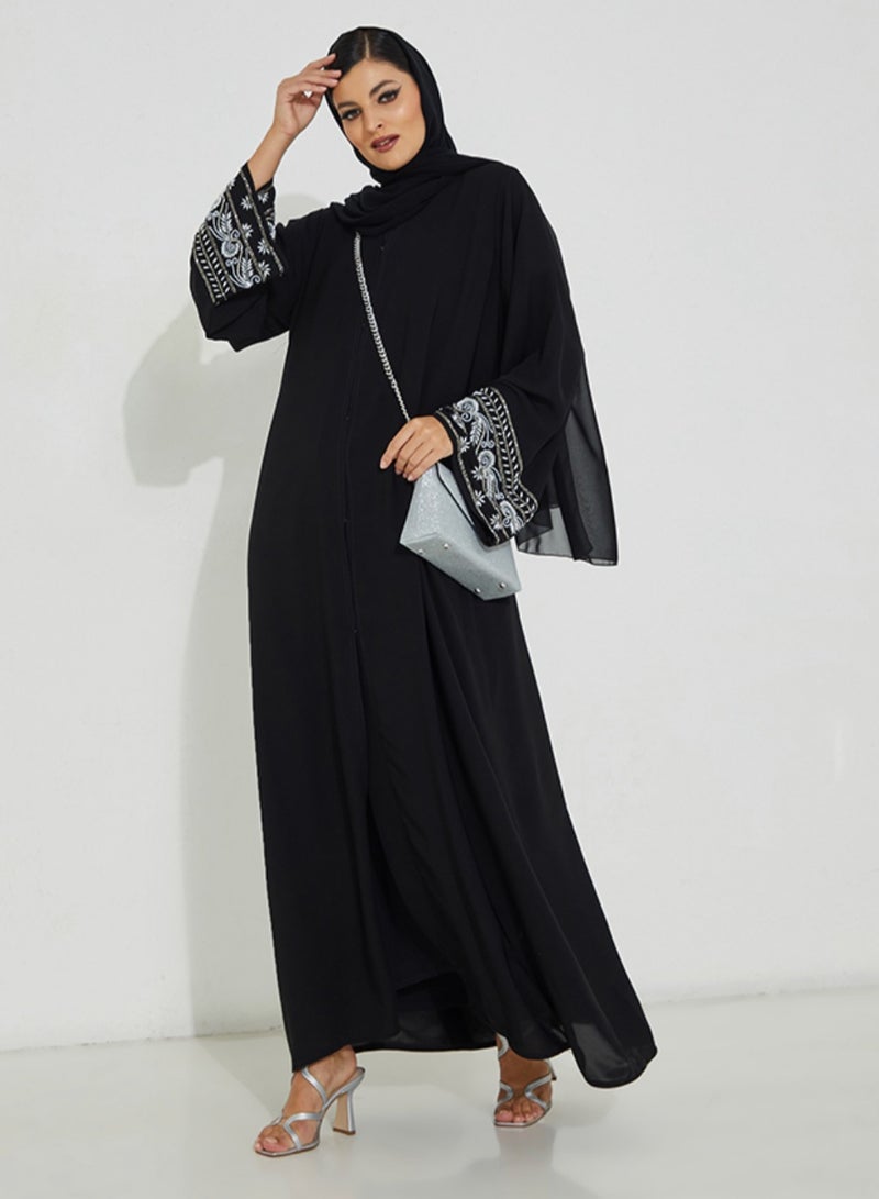 Rosette Abaya Abaya Wide Pearl Sleeve  - Image 1