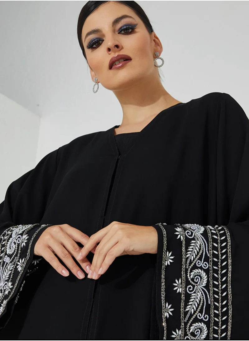 روزيت عباية عباية بأكمام لؤلؤية واسعة
