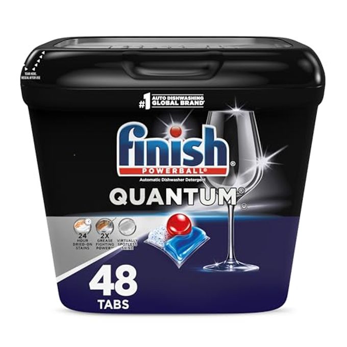 Finish Quantum Dishwasher Pods, No Pre-Rinse Dishwasher Detergent Soap Removes 24Hr Dried-On Stain And Grease, Leaving A Virtually Spotless Shine, 48 Count - Image 4