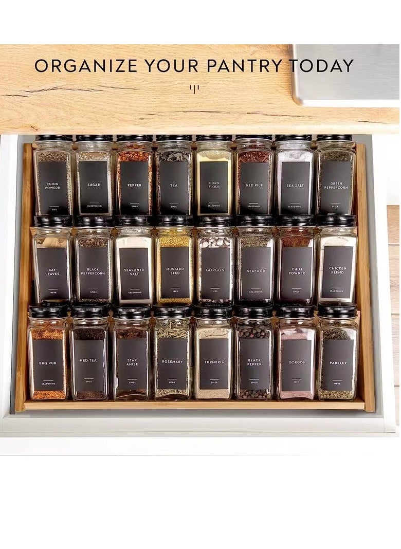 Laseta - 24 Glass Spice Jars with w/40 Labels Stickers-4oz Empty Square Spice Containers,24 Shaker Lids and Airtight Metal Caps, Silicone Collapsible Funnel & Brush Included - Image 1