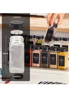 Laseta 24 Glass Spice Jars with w/40 Labels Stickers-4oz Empty Square Spice Containers,24 Shaker Lids and Airtight Metal Caps, Silicone Collapsible Funnel & Brush Included  - Image 5