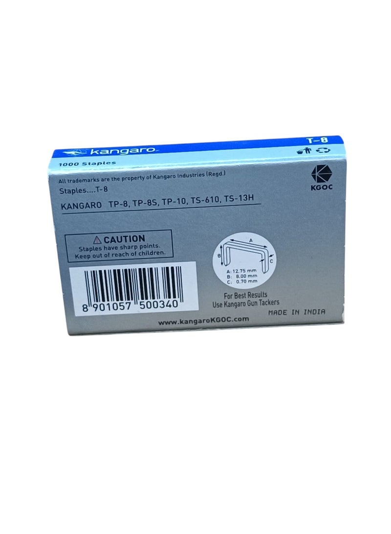 Kangaro 1000pcs Strong Stapler Pins Set Silver for T8 Stapler - Image 3