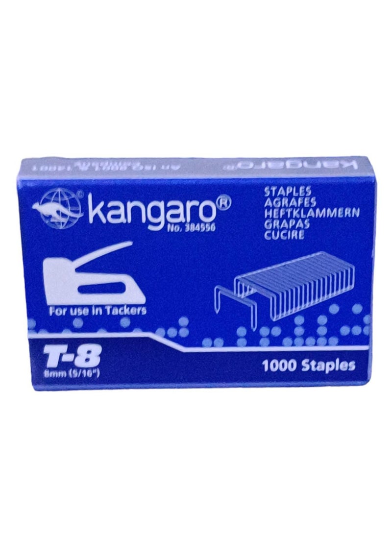 Kangaro 1000pcs Strong Stapler Pins Set Silver for T8 Stapler 