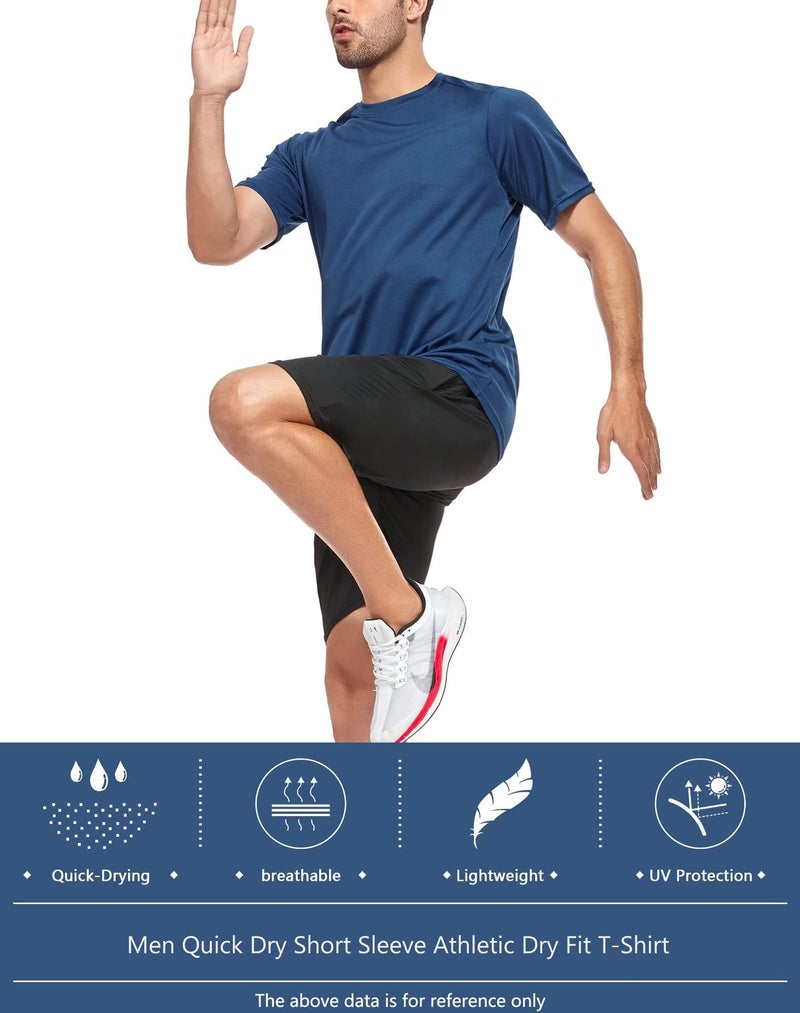 Kinglaman Mesh Workout Shirts for Men Dry Fit Gym Shirts Quick Dry Athletic Short Sleeve Sports T-Shirt Moisture Wicking 1 Black 1 Gray 1 Blue 1 Light Blue 1 Wine XX-Large - Image 5
