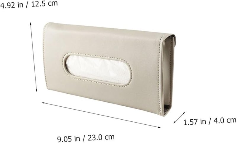 GANAZONO 2 قطعة حامل علبة المناديل الجلدية لحاجب الشمس للسيارة أسود بيج سهل التركيب للمركبات - Image 3