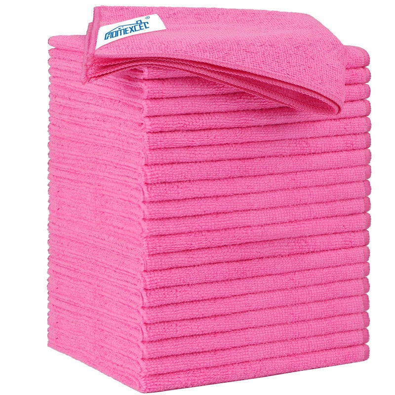 HOMEXCEL Microfiber Cleaning Cloth 20 Pack 115 x 115 Inch Microfiber Towels for Cars Ultra Absorbent Cleaning Rags Lint Free Cleaning Towels for Household Kitchen Window Car Pink - Image 2