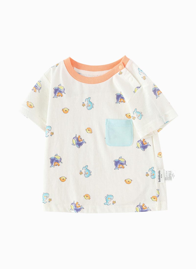 Balabala Baby Boy Round v-neck short-sleeved T-shirt - Image 4