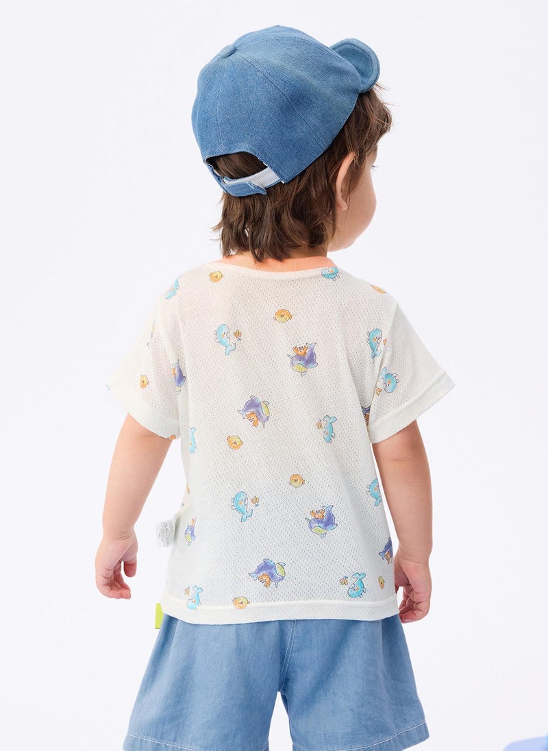 Balabala Baby Boy Round v-neck short-sleeved T-shirt - Image 3
