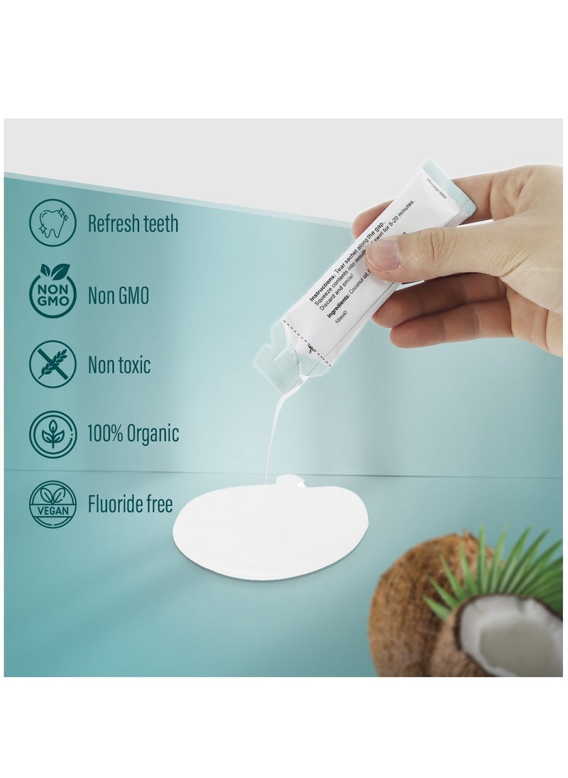 Kanza - Natural Coconut Oil Pulling Mouthwash Sachets 14 Pieces 10ml Each Teeth Whitening & Reducing Bad Breath Coconut Pulling Oil for Oral Health Reduce Bad Mouth Odor Cavity & Gums Sensitivity Unisex - Image 1