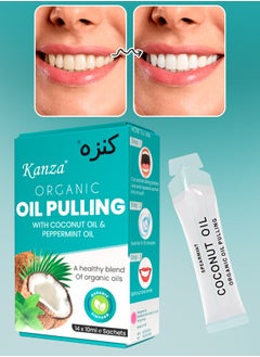 Kanza Natural Coconut Oil Pulling Mouthwash Sachets 14 Pieces 10ml Each Teeth Whitening & Reducing Bad Breath Coconut Pulling Oil for Oral Health Reduce Bad Mouth Odor Cavity & Gums Sensitivity Unisex  - Image 2