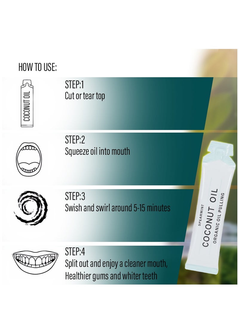Kanza - Natural Coconut Oil Pulling Mouthwash Sachets 14 Pieces 10ml Each Teeth Whitening & Reducing Bad Breath Coconut Pulling Oil for Oral Health Reduce Bad Mouth Odor Cavity & Gums Sensitivity Unisex - Image 1