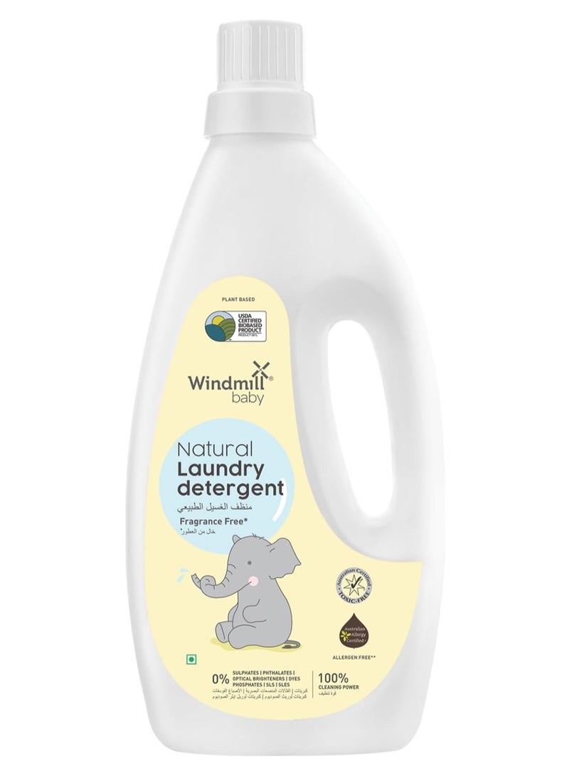WINDMILL baby Hypoallergenic & Sensitive Laundry Detergent, USDA Certified Natural, for Newborns and Sensitive Skin, Powered by Bio-Enzymes, Fragrance Free - 900ml - Image 1
