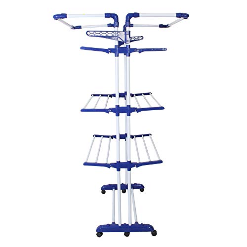 GRAZIA collapsable Portable Compact -Premium Cloth Drying Stand with Wheels - King Jumbo - 3 Poll - 3 Layer -Made in India - Image 2