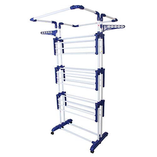 GRAZIA collapsable Portable Compact -Premium Cloth Drying Stand with Wheels - King Jumbo - 3 Poll - 3 Layer -Made in India - Image 1