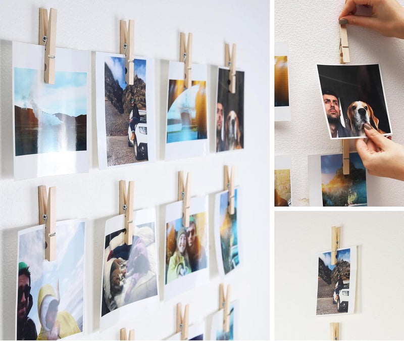 Toros 20 Pack Wood Photo Clips with Adhesive Layer 2.8'' for Wall, Art Holder, Mood Wall, Picture Holder, Poster Hanger, Dorm Room Decor, Photos Display - Image 4