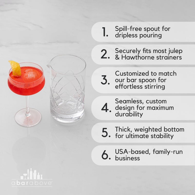 A Bar Above A Bar Above Diamond Cut Cocktail Mixing Glass, Thick Sturdy Glass Beaker, to Mix and Stir Cocktails, Drink Mixer Glass, for Bar Mixing Set, Basic, Professional, or Home Bar Accessories, 18 Oz  - Image 3