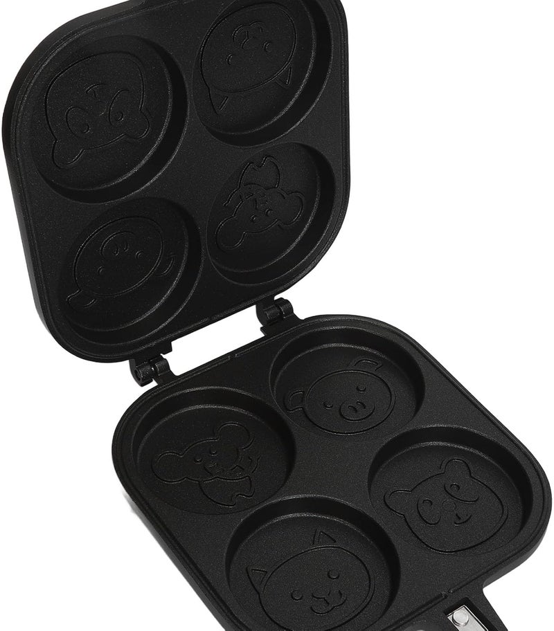 كلاراكو مقلاة كلاركو مزدوجة الجوانب، مقلاة ساندويتش فطائر غير لاصقة، مقلاة سهلة التقليب بمقبض مضاد للحرق، مقلاة شواء للشواء، مقلاة مزدوجة للعجة، فطيرة عجلة خبز بيض - Image 5