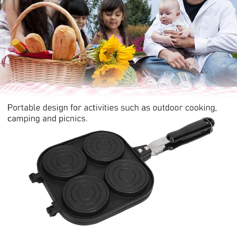 كلاراكو مقلاة كلاركو مزدوجة الجوانب، مقلاة ساندويتش فطائر غير لاصقة، مقلاة سهلة التقليب بمقبض مضاد للحرق، مقلاة شواء للشواء، مقلاة مزدوجة للعجة، فطيرة عجلة خبز بيض - Image 2