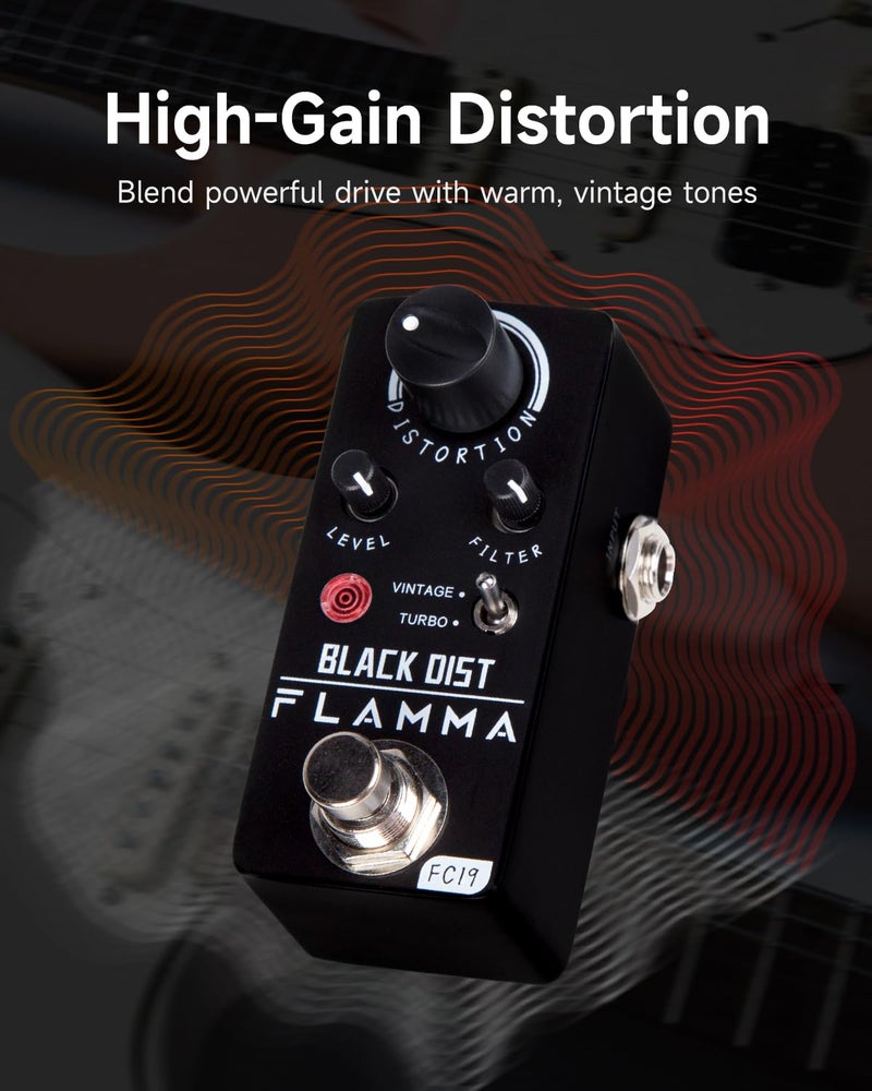 FLAMMA FC19 Distortion Pedal Electric Guitar Effects Pedal with Warm Vintage Tone True Bypass - Image 2