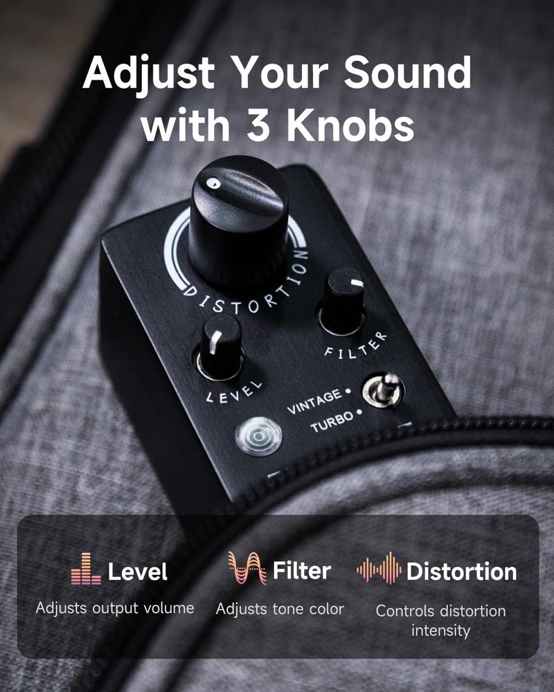 FLAMMA FC19 Distortion Pedal Electric Guitar Effects Pedal with Warm Vintage Tone True Bypass - Image 4