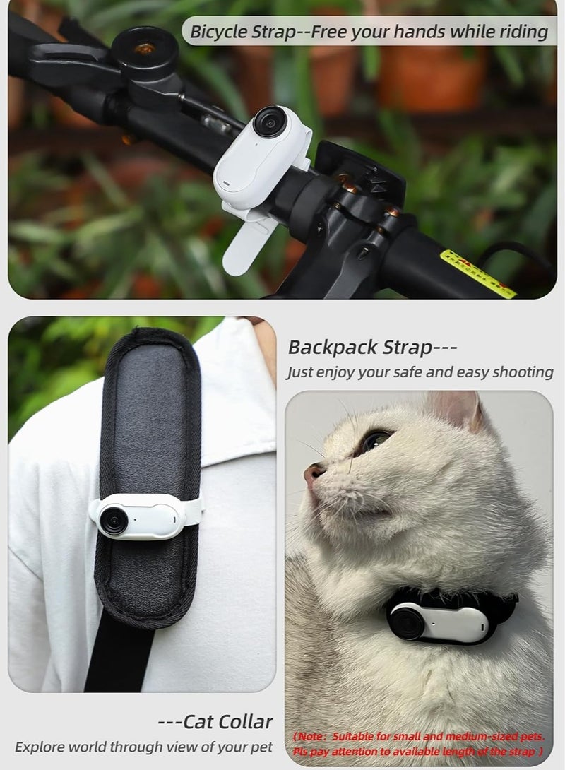 General Adjustable Silicone Camera Strap for Insta360 GO 3, Palm Strap Backpack, Bike Mounted Holder, Dog Cat Collar, Multifunctional Belt for GO 3 (Black), Black  - Image 3