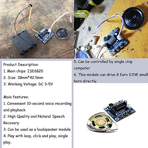Ximimark 2Pcs ISD1820 Sound Voice Recording Playback Module Sound Recorder Board With Microphone Audio Loudspeaker - Image 3