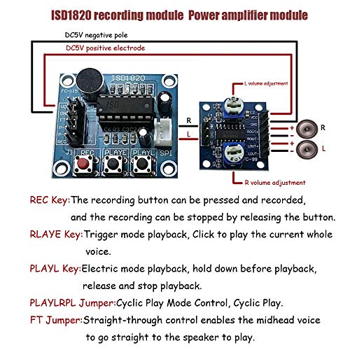 Ximimark 2Pcs ISD1820 Sound Voice Recording Playback Module Sound Recorder Board With Microphone Audio Loudspeaker - Image 2