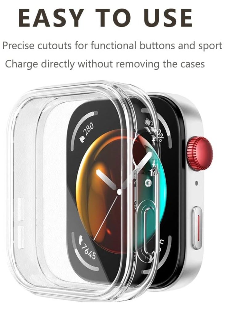 phomemo Huawei Watch Fit 3 Case Hard PC Case with Tempered Glass Screen Protectors Full Protective Cover(Clear) - Image 5