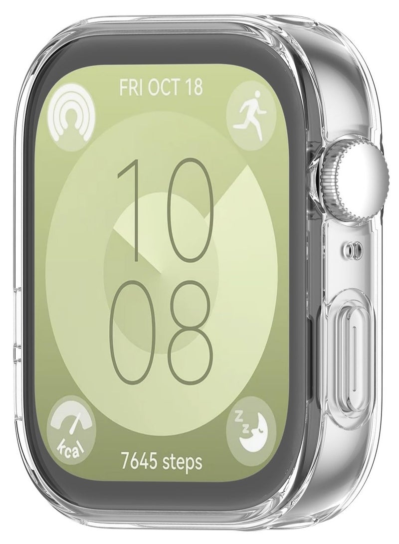 phomemo Huawei Watch Fit 3 Case Hard PC Case with Tempered Glass Screen Protectors Full Protective Cover(Clear) - Image 4