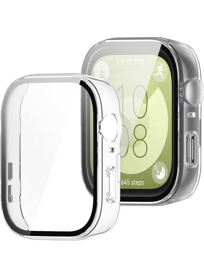 phomemo Huawei Watch Fit 3 Case Hard PC Case with Tempered Glass Screen Protectors Full Protective Cover(Clear) - Image 2