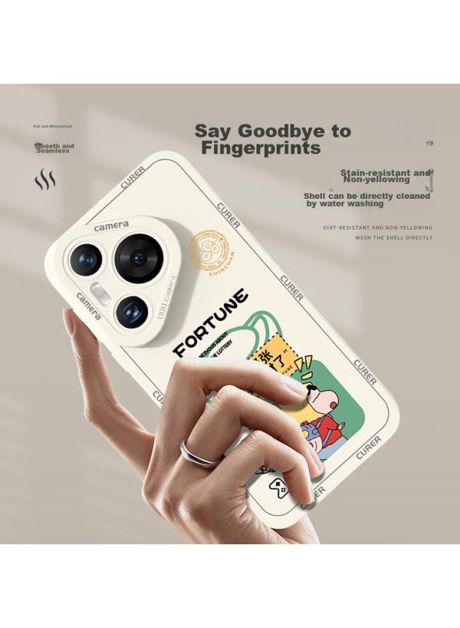 Xp Suitable For Huawei Pura70 Phone Case, Full Lens Protection, P70 Soft Shell, Heat Dissipation, Silicone, Cartoon Creative, For Men And Women, Couples, Shockproof, High-end Feel - Antique White Little New Rich - Image 2