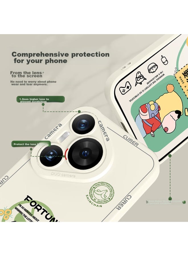 Xp Suitable For Huawei Pura70 Phone Case, Full Lens Protection, P70 Soft Shell, Heat Dissipation, Silicone, Cartoon Creative, For Men And Women, Couples, Shockproof, High-end Feel - Antique White Little New Rich - Image 4