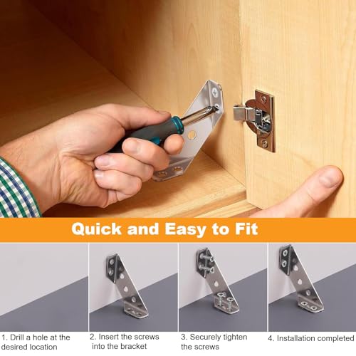 Gozaqe Corner Connectors,20Pcs Stainless Steel Heavy Duty Furniture Corner Connector,2MM Thickness,Suitable for Reinforcing Wooden Cabinets,Shelves,Tables,Chairs,Etc (with 120Pcs Screws) - Image 5