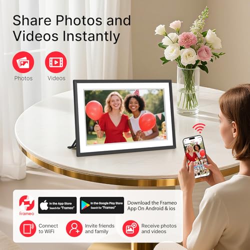 MaxAngel Frameo 10.1" Digital Picture Frame, Smart WiFi Digital Photo Frame with 1280x800 HD IPS Touch Screen 32GB Storage Auto-Rotate Wall Mounted, Share Photos/Videos from Phone Anywhere(Black&White) - Image 2