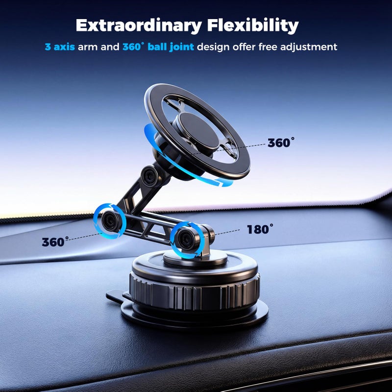 Edenseelake Magsafe Car Phone Holder, 360Â° Adjustable Car Phone Mount, Strong Magnetic Vacuum Suction Cup Phone Holders for Your Car, 17 Pro Max 16 15 14 13 12 Air Plus - Image 2