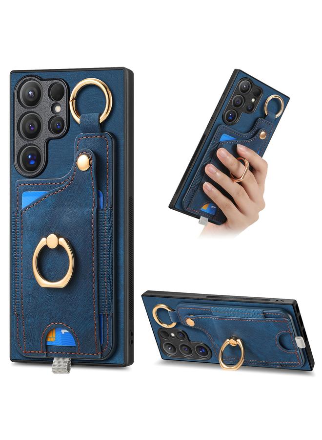 إيروريكس جراب لهاتف Samsung Galaxy S24 Ultra 5G بتصميم كلاسيكي مع حلقة تعليق وحقيبة بطاقات - Image 1