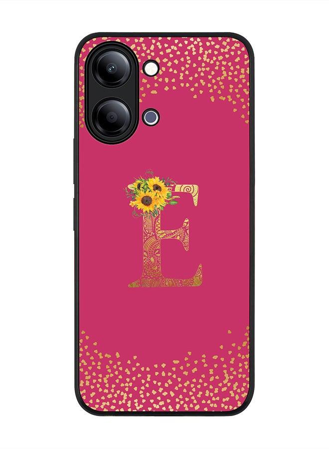 Stylizedd For vivo Y05 4G / Y6t 5G Case,Slim fit Camera Protection, Shockproof Thin Phone cover  - Custom Floral Monogram - E ( Deep Pink ) - Image 1