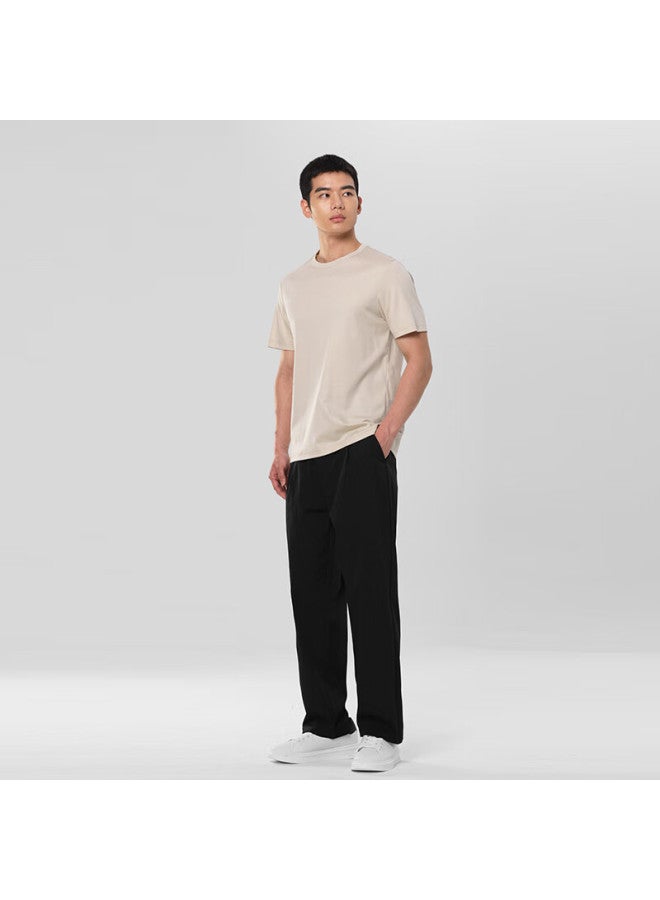 Markless men's Pure Cotton Skin-friendly T-shirt Solid Color Short Sleeve Undershirt 5630 Milk Tea Apricot XL - Image 1
