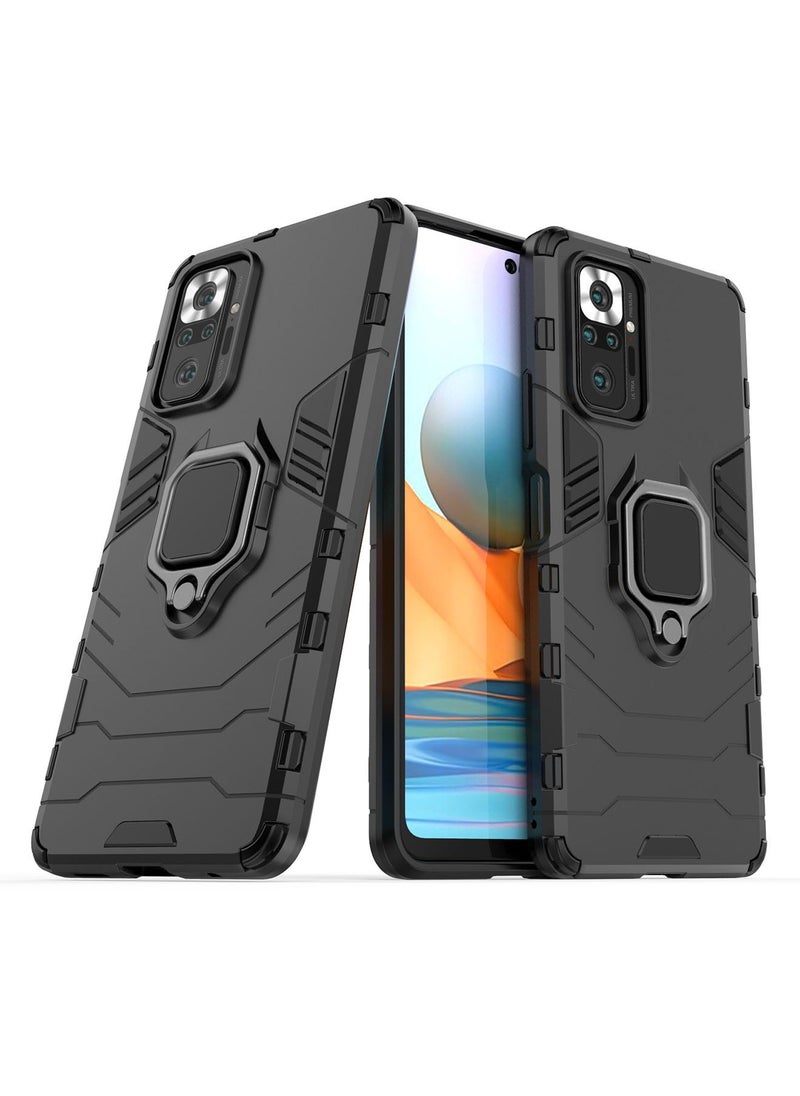 Generic - Xiaomi Redmi Note 10 Pro 4G Case Cover with Magnetic Car Holder Kickstand Protector Back Accessories Anti-Scratch Shockproof Back Cover Black - Image 1