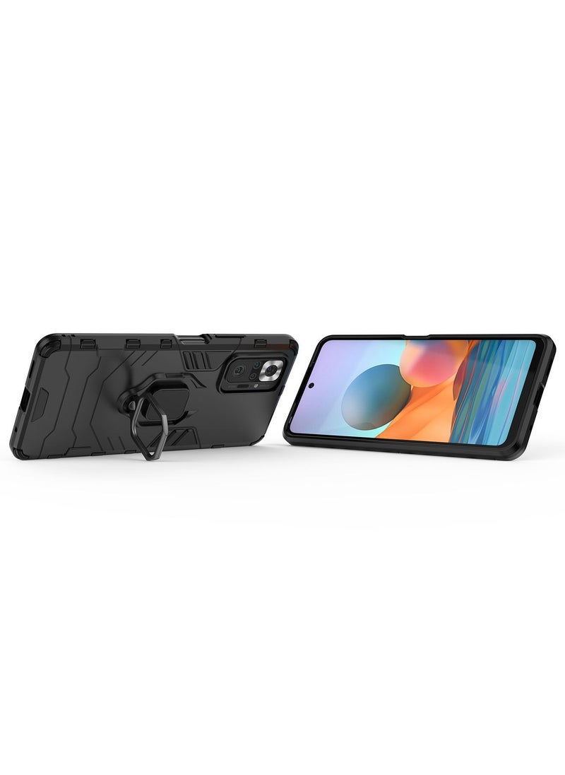 Generic - Xiaomi Redmi Note 10 Pro 4G Case Cover with Magnetic Car Holder Kickstand Protector Back Accessories Anti-Scratch Shockproof Back Cover Black - Image 1