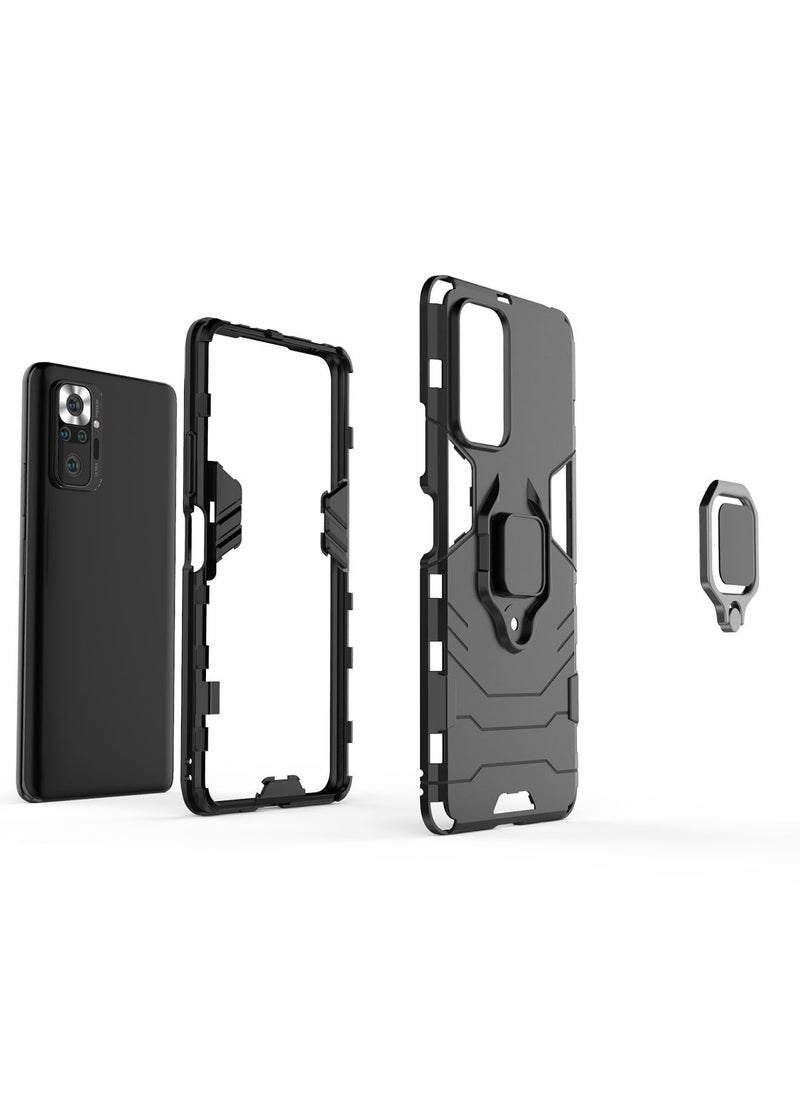Generic - Xiaomi Redmi Note 10 Pro 4G Case Cover with Magnetic Car Holder Kickstand Protector Back Accessories Anti-Scratch Shockproof Back Cover Black - Image 1