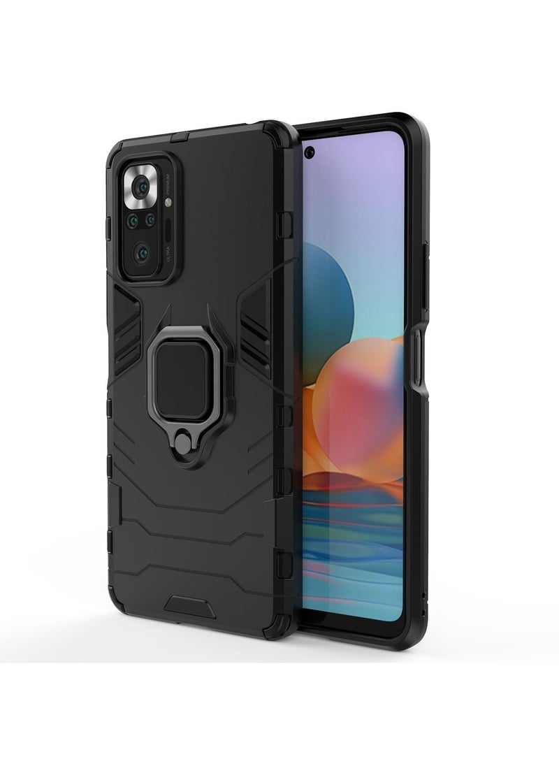 Generic - Xiaomi Redmi Note 10 Pro 4G Case Cover with Magnetic Car Holder Kickstand Protector Back Accessories Anti-Scratch Shockproof Back Cover Black - Image 1