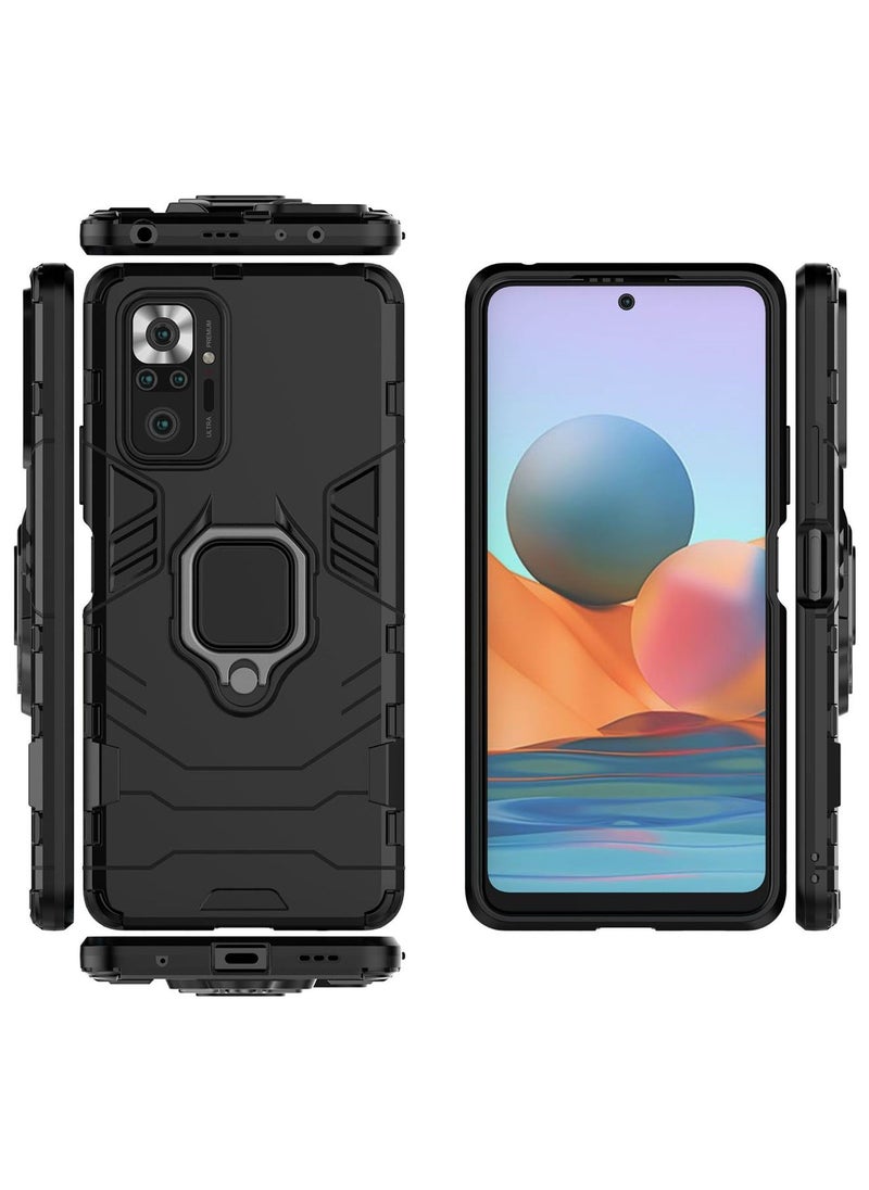 Generic - Xiaomi Redmi Note 10 Pro 4G Case Cover with Magnetic Car Holder Kickstand Protector Back Accessories Anti-Scratch Shockproof Back Cover Black - Image 1