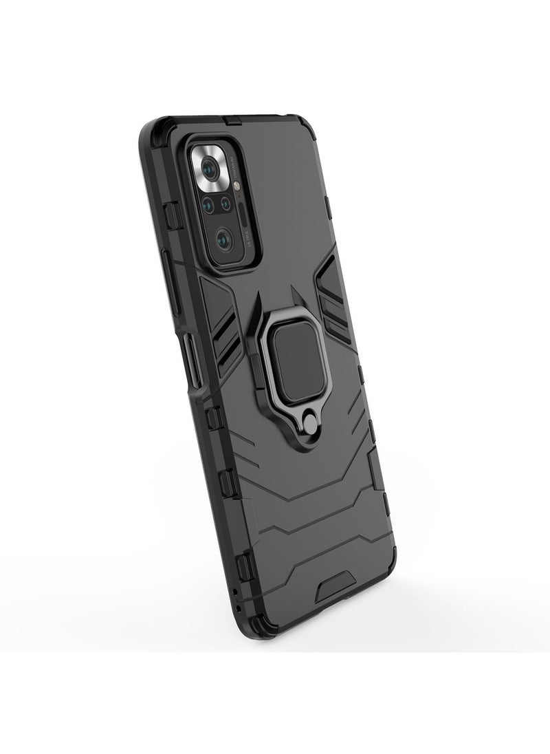 Generic - Xiaomi Redmi Note 10 Pro 4G Case Cover with Magnetic Car Holder Kickstand Protector Back Accessories Anti-Scratch Shockproof Back Cover Black - Image 1