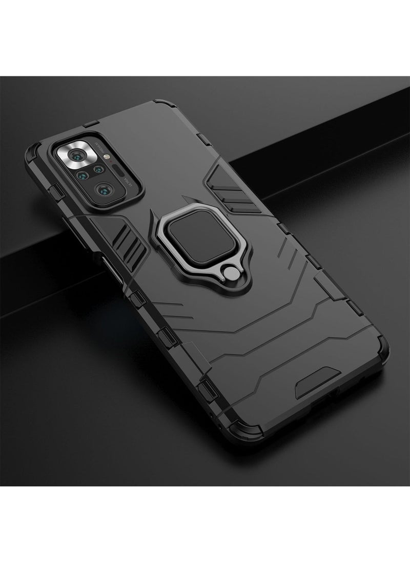 Generic - Xiaomi Redmi Note 10 Pro 4G Case Cover with Magnetic Car Holder Kickstand Protector Back Accessories Anti-Scratch Shockproof Back Cover Black - Image 1