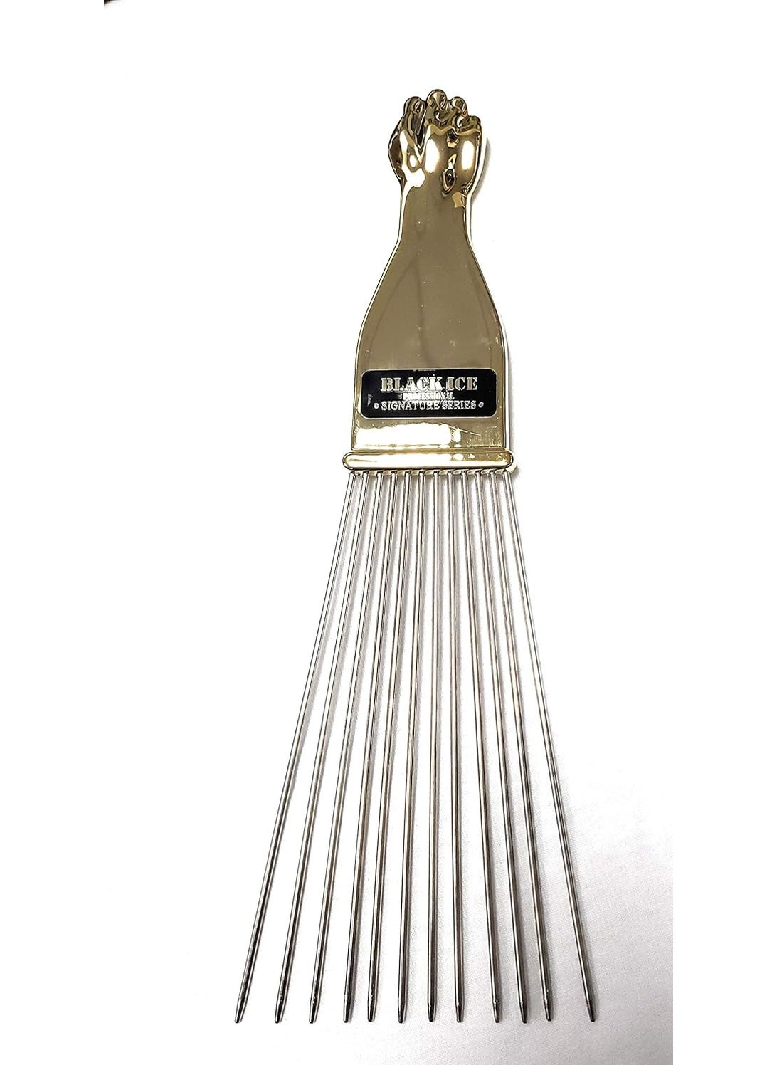 Black Ice Gold handle pick comb long 