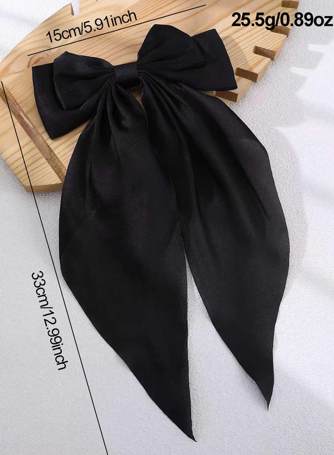 Take Two Solid Bow Ribbon Hair Clip - Image 4