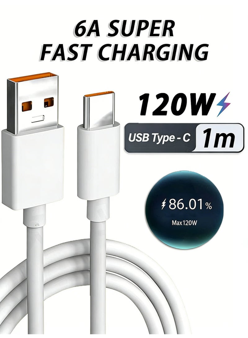 كابل بيانات الشحن السريع الرسمي من النوع C، بطول 1 متر، لهاتف Huawei/Xiaomi/Honor، يدعم الشحن السريع حتى 120 وات - Image 1